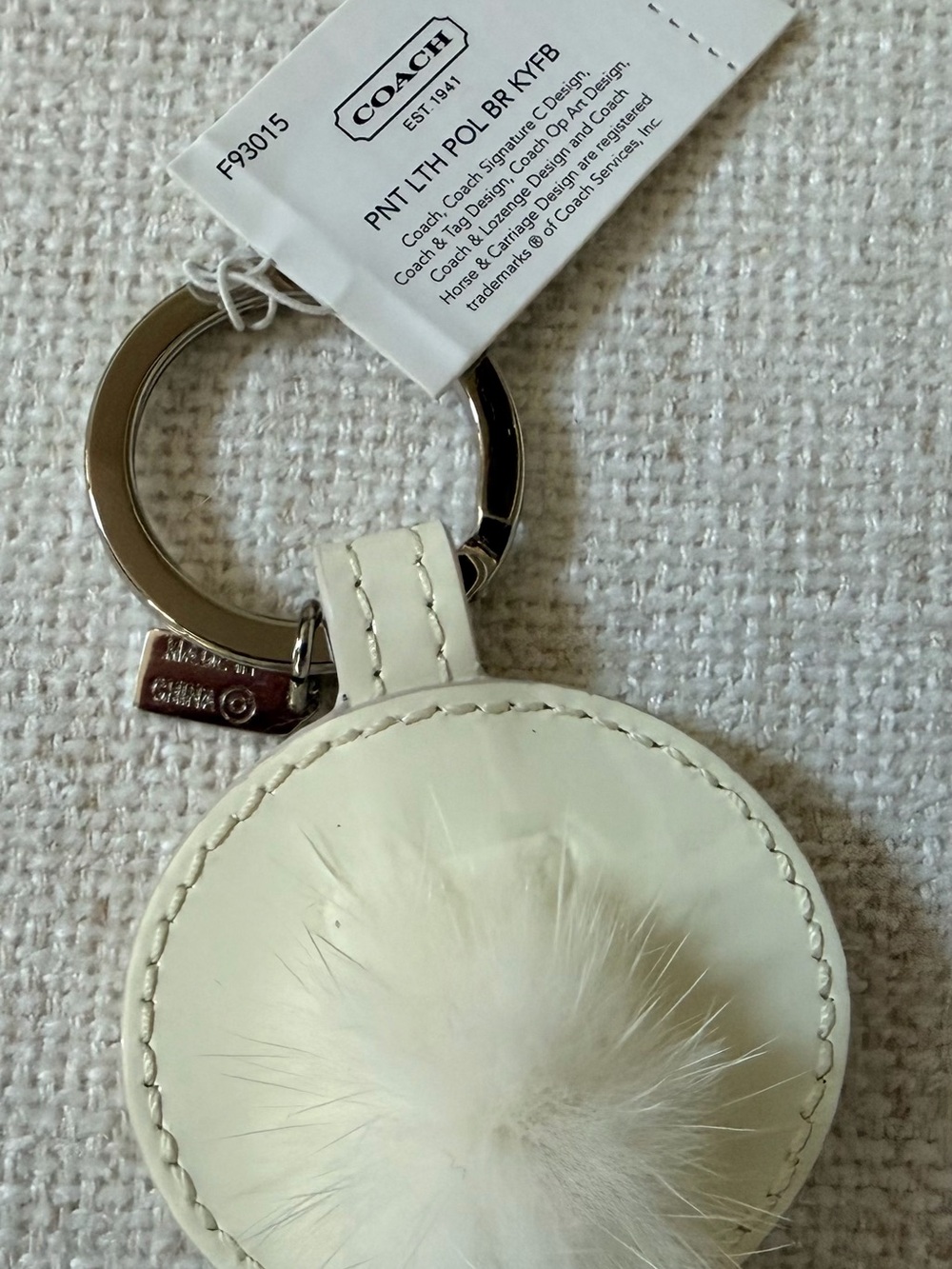 NWT Vintage Coach Polar Bear Patent Leather Key Ring - Picture 4 of 4